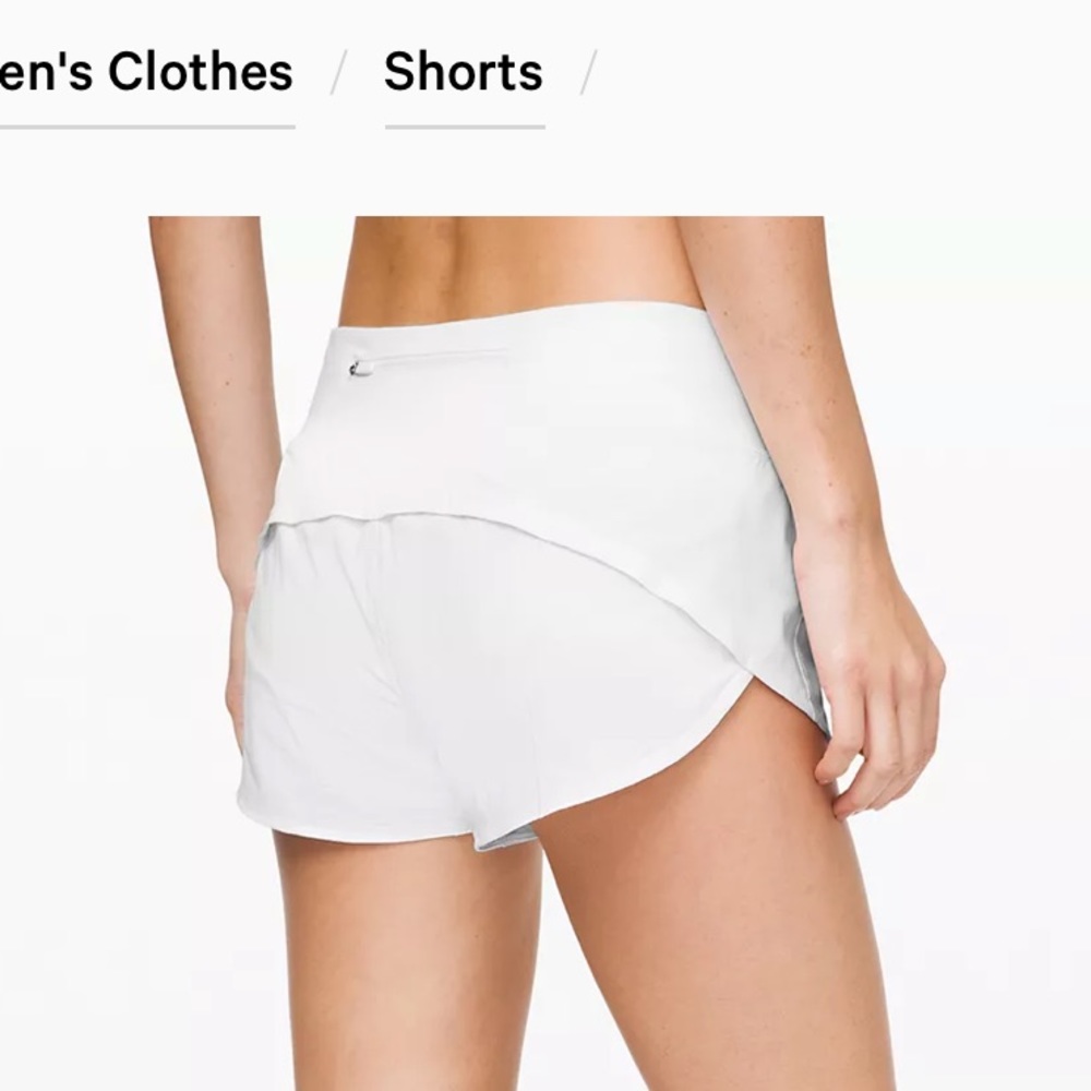 Lululemon white speed shorts sz 6